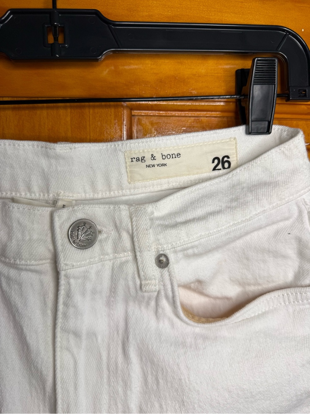 rag & bone Harlow Mid-Rise Straight Jeans  Optic White Womens Size 26 - Picture 3 of 10